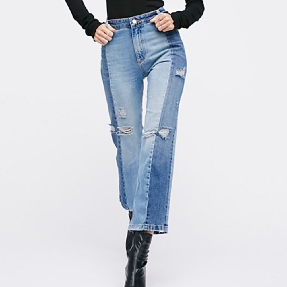 FREE PEOPLE Cropped Color Black Denim Jeans 29
